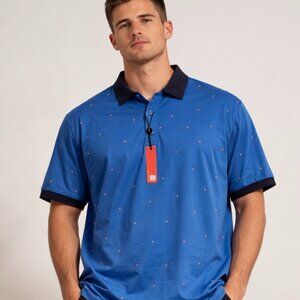 Redvanly Sevigne Men’s Golf Polo Shirt Blue XXL Performance Stretch Luxury NWT
